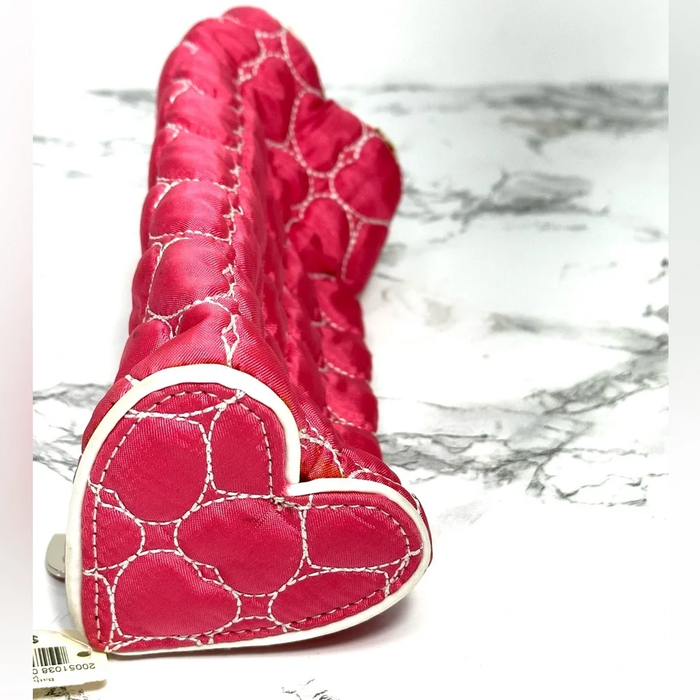 New Vintage Bath & Body Works Hot Pink Heart Shaped Makeup Bag